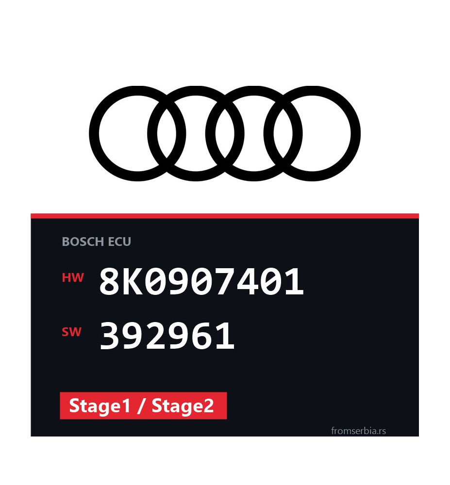 Audi A5 8K0907401 392961 Stage1 / Stage2 tuning file