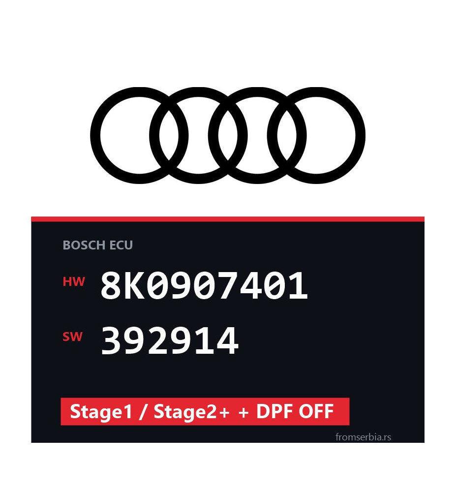 Audi A5 8K0907401 392914 Stage1 / Stage2+ + DPF OFF tuning file