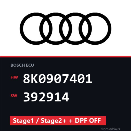 Audi A5 8K0907401 392914 Stage1 / Stage2+ + DPF OFF tuning file