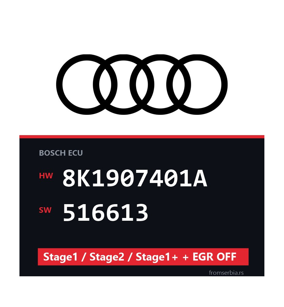 Audi 8K1907401A 516613 Stage1 / Stage2 / Stage1+ + EGR OFF file