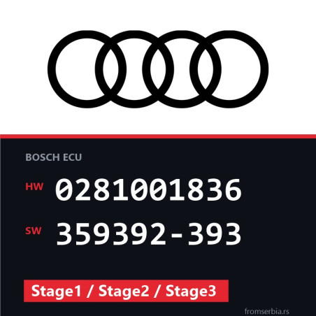 Audi A6 0281001836 359392-393 Stage1 / Stage2 / Stage3 tuning file