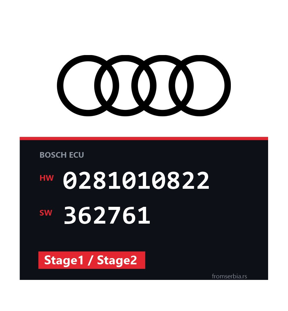 Audi A6 0281010822 362761 Stage1 / Stage2 tuning file