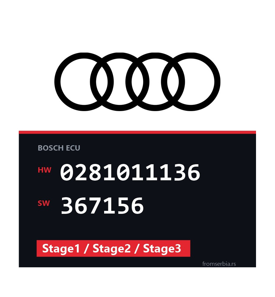 Audi A6 0281011136 367156 Stage1 / Stage2 / Stage3 tuning file