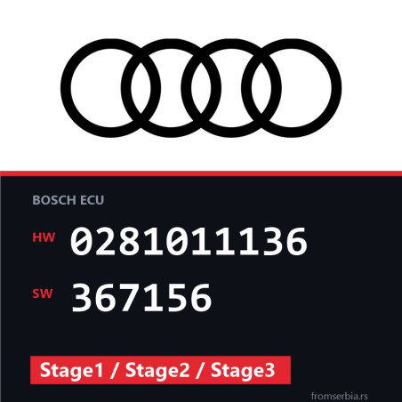 Audi A6 0281011136 367156 Stage1 / Stage2 / Stage3 tuning file