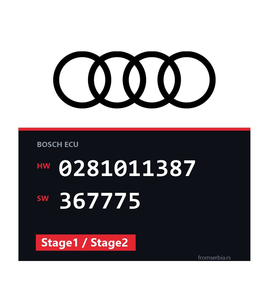 Audi A6 0281011387 367775 Stage1 / Stage2 tuning file