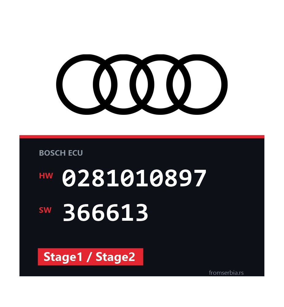 Audi A6 0281010897 366613 Stage1 / Stage2 tuning file