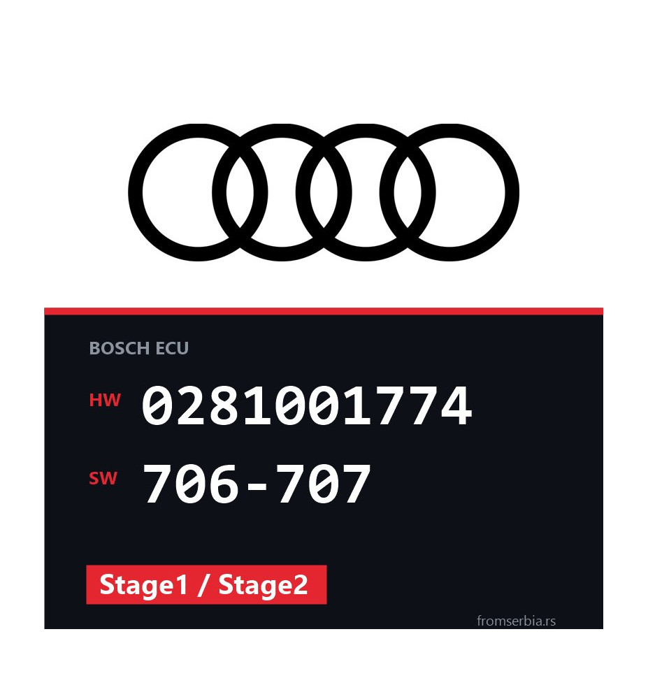 Audi A6 0281001774 706-707 Stage1 / Stage2 tuning file
