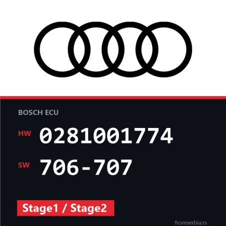 Audi A6 0281001774 706-707 Stage1 / Stage2 tuning file