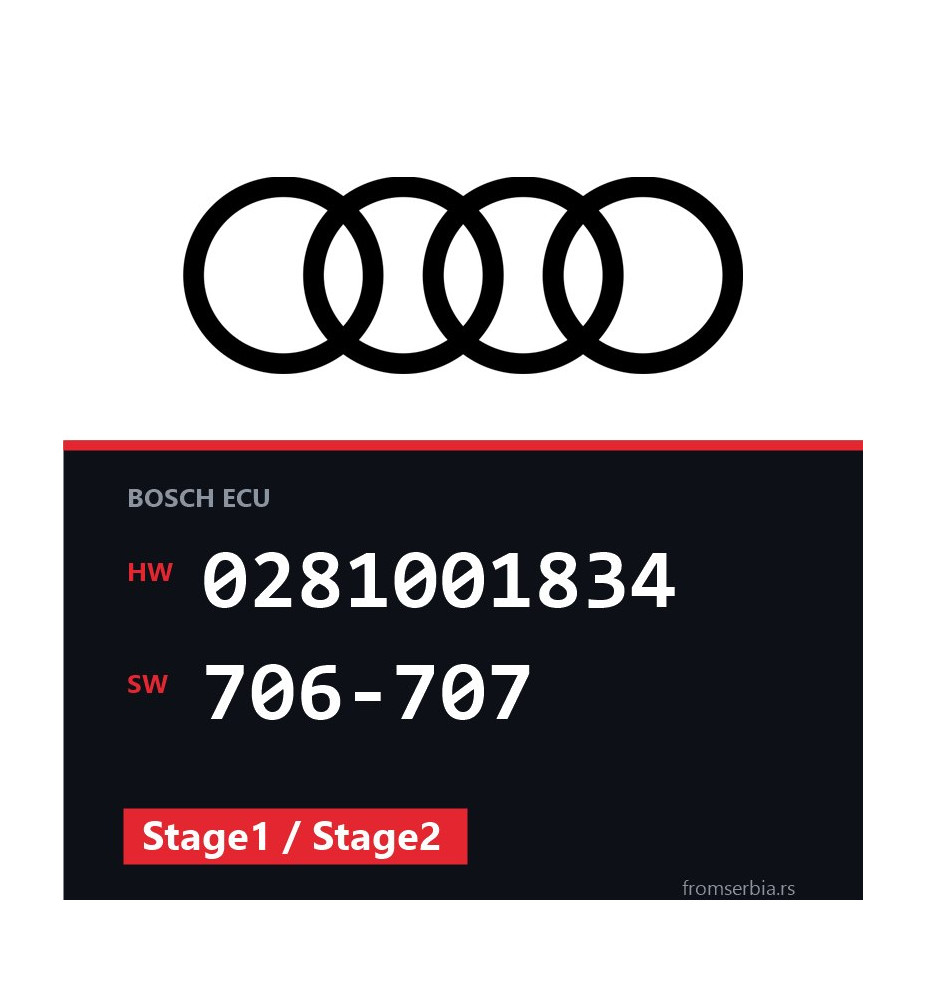 Audi A6 0281001834 706-707 Stage1 / Stage2 tuning file