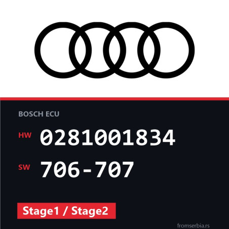 Audi A6 0281001834 706-707 Stage1 / Stage2 tuning file