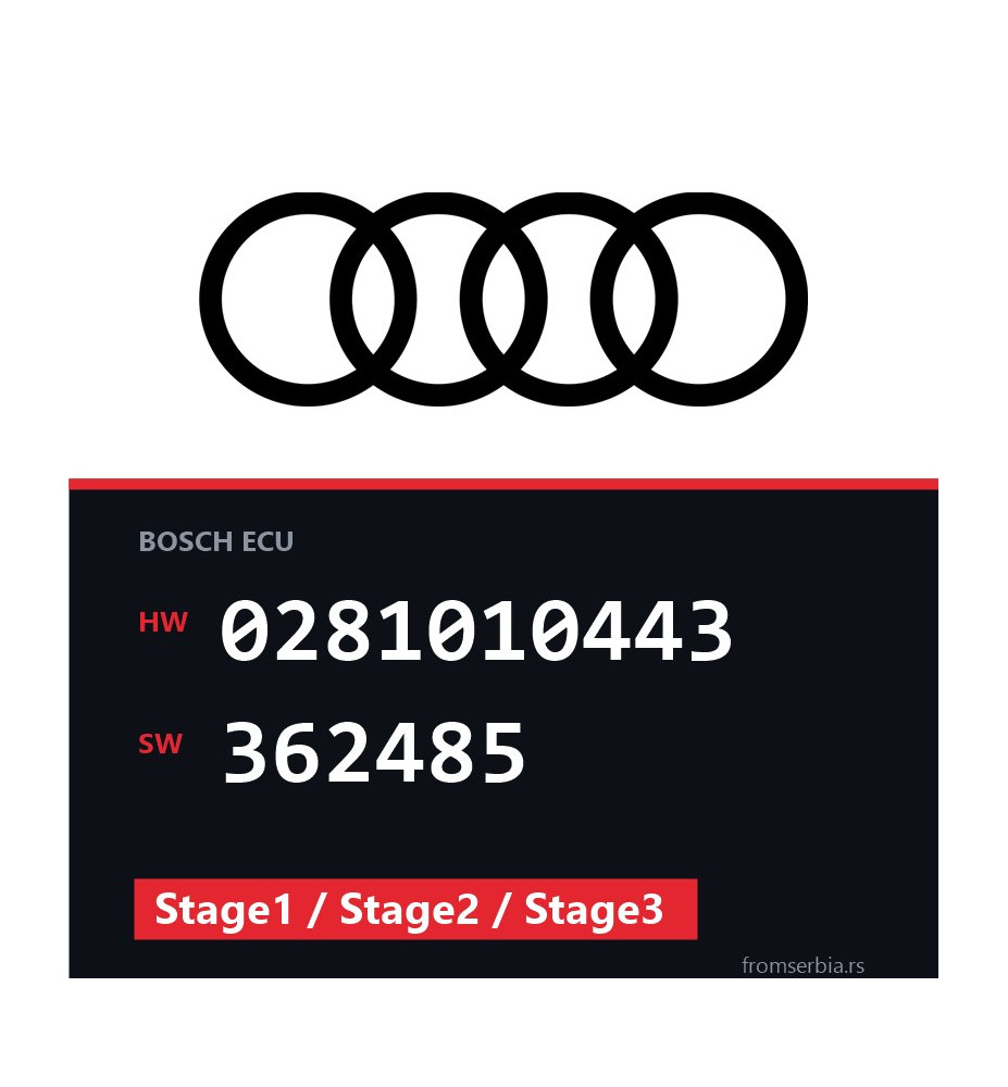 Audi A6 0281010443 362485 Stage1 / Stage2 / Stage3 tuning file