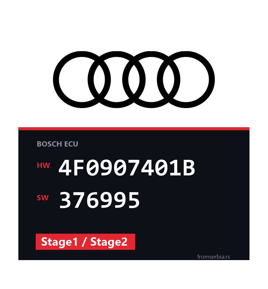 Audi A6 4F0907401B 376995 Stage1 / Stage2 tuning file