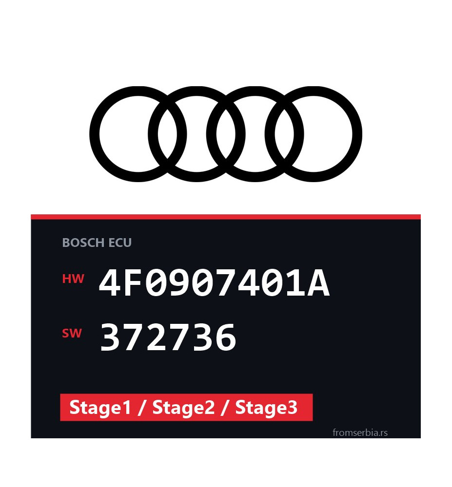 Audi A6 4F0907401A 372736 Stage1 / Stage2 / Stage3 tuning file