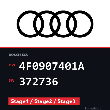 Audi A6 4F0907401A 372736 Stage1 / Stage2 / Stage3 tuning file