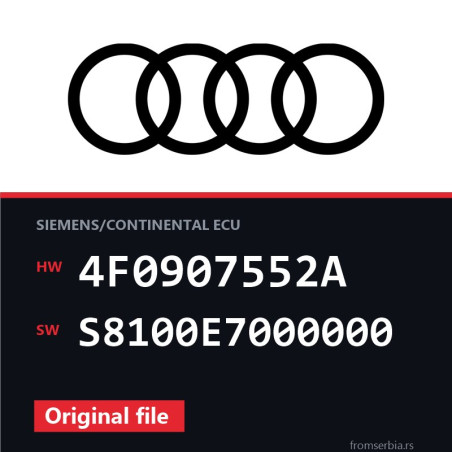 Audi A6 4F0907552A S8100E7000000 original ECU file