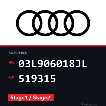 Audi A6 03L906018JL 519315 Stage1 / Stage2 tuning file