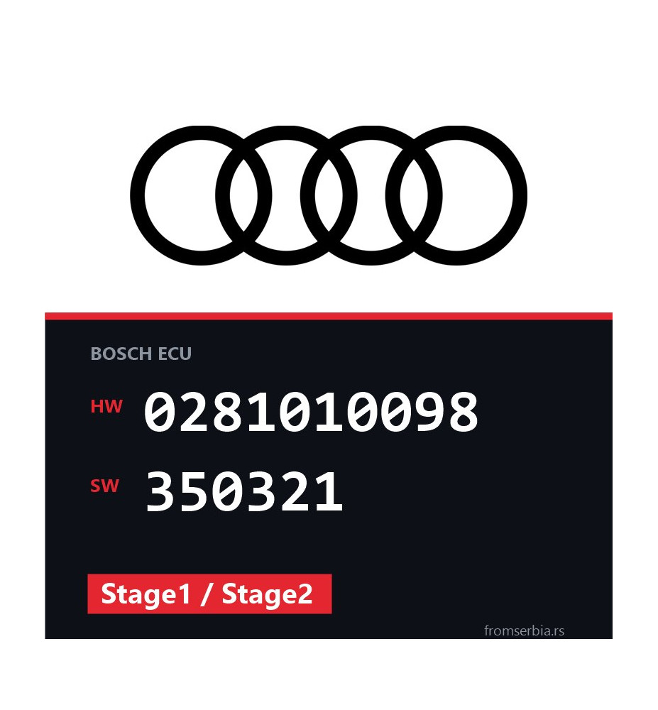 Audi A6 0281010098 350321 Stage1 / Stage2 tuning file