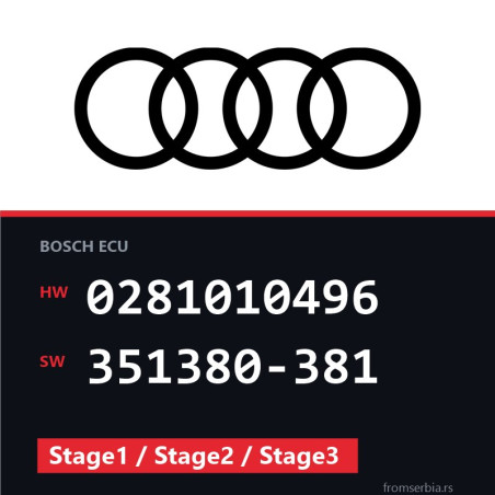 Audi A6 0281010496 351380-381 Stage1 / Stage2 / Stage3 tuning file