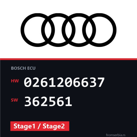 Audi A6 0261206637 362561 Stage1 / Stage2 tuning file