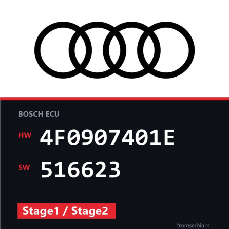 Audi A6 4F0907401E 516623 Stage1 / Stage2 tuning file