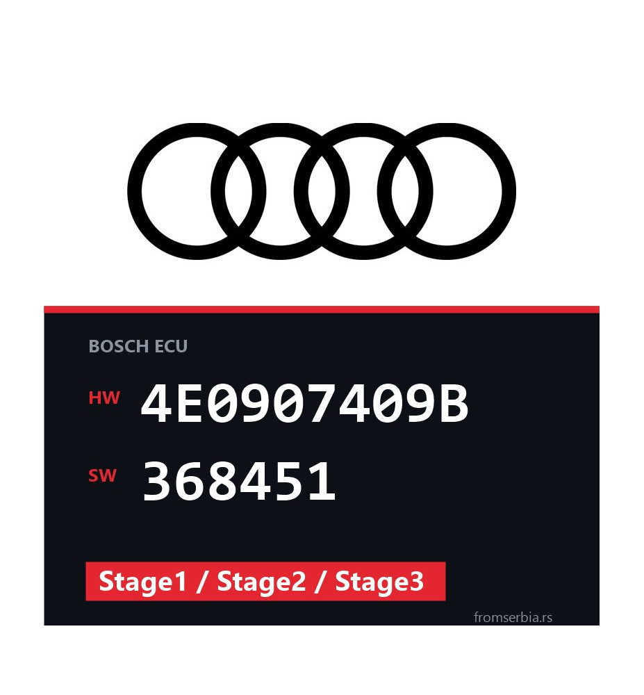 Audi A8 4E0907409B 368451 Stage1 / Stage2 / Stage3 tuning file