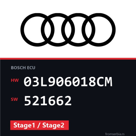 Audi Q3 03L906018CM 521662 Stage1 / Stage2 tuning file