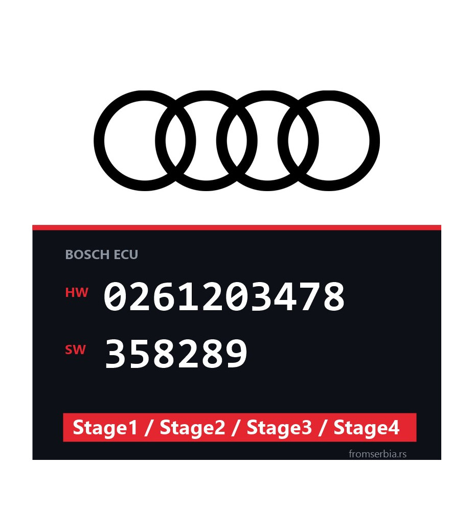 Audi 0261203478 358289 Stage1 / Stage2 / Stage3 / Stage4 file