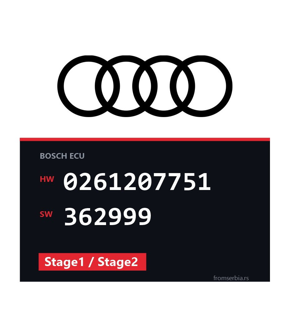 Audi S3 0261207751 362999 Stage1 / Stage2 tuning file