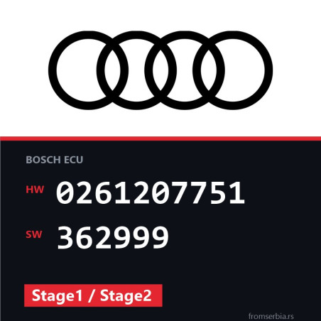 Audi S3 0261207751 362999 Stage1 / Stage2 tuning file