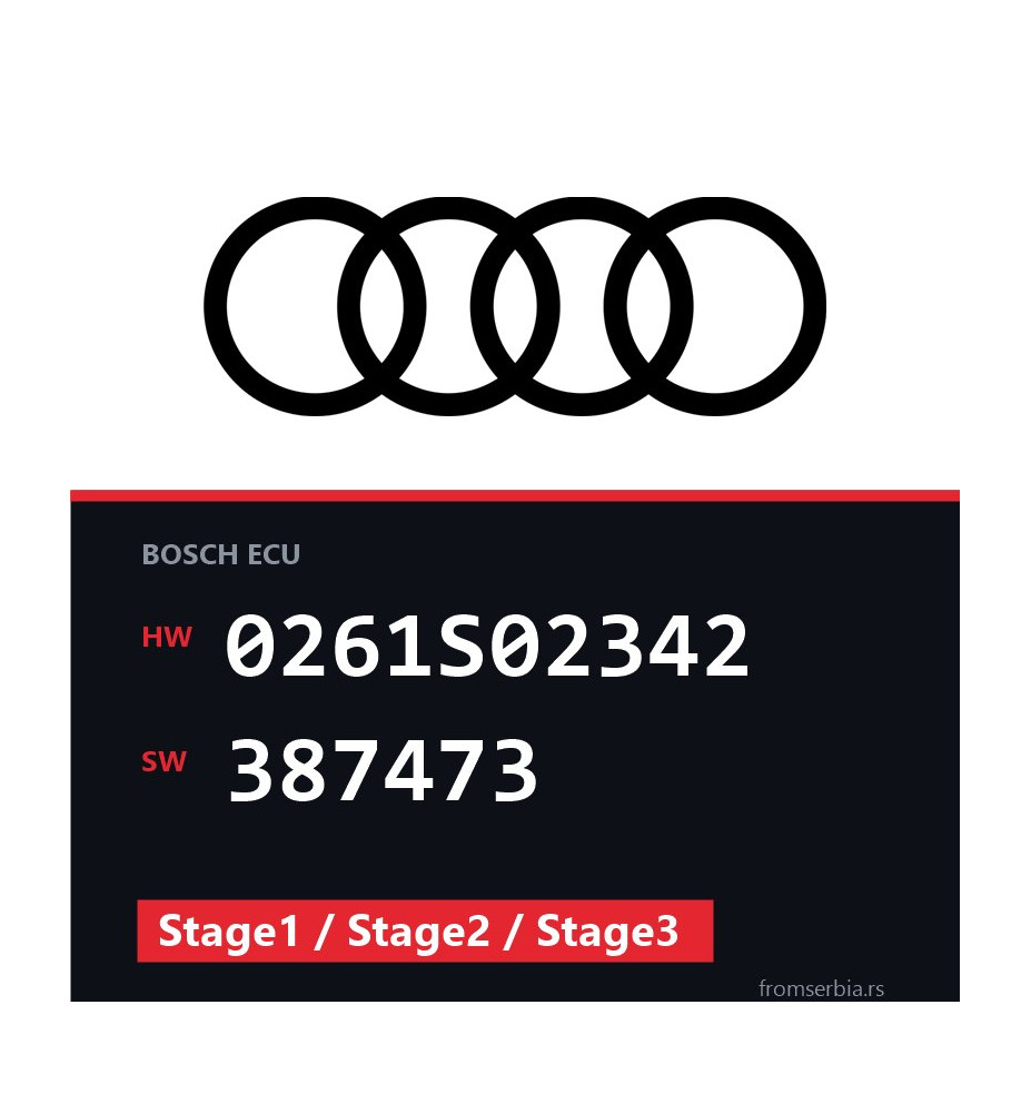 Audi S3 0261S02342 387473 Stage1 / Stage2 / Stage3 tuning file