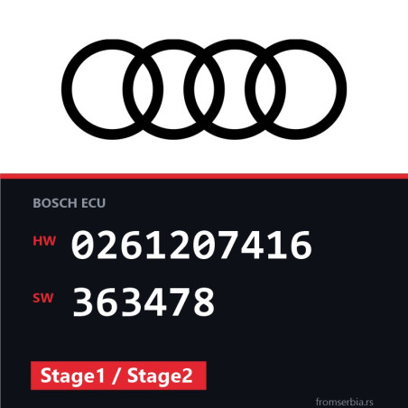 Audi TT 0261207416 363478 Stage1 / Stage2 tuning file