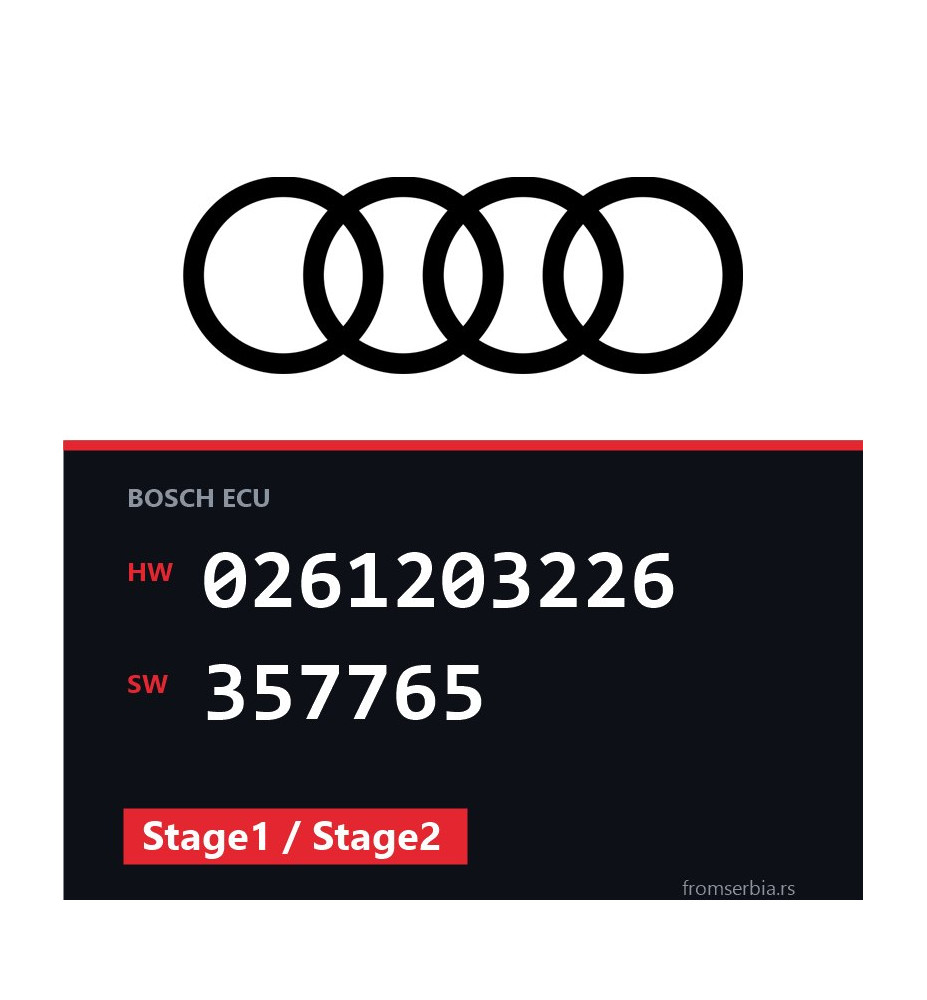 Audi V8 0261203226 357765 Stage1 / Stage2 tuning file