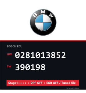 BMW 0281013852 390198 Stage1++++ + DPF OFF + EGR OFF / Tuned file file