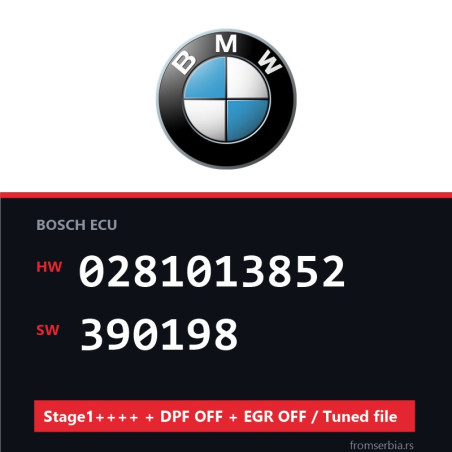 BMW 0281013852 390198 Stage1++++ + DPF OFF + EGR OFF / Tuned file file