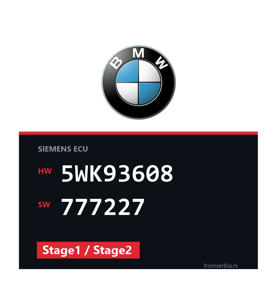 BMW E90-E91- 5WK93608 777227 Stage1 / Stage2 tuning file