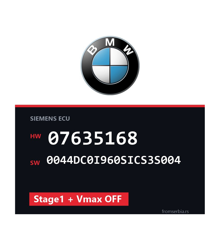 BMW 07635168 0044DC0I960SICS3S004 Stage1 + Vmax OFF file
