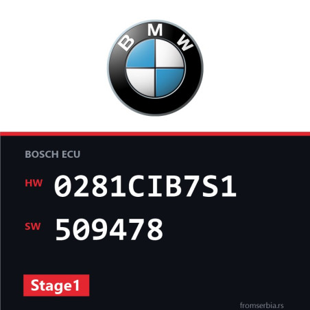 BMW E90-E91- 0281CIB7S1 509478 Stage1 tuning file