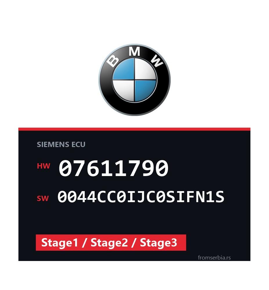 BMW 07611790 0044CC0IJC0SIFN1S Stage1 / Stage2 / Stage3 file