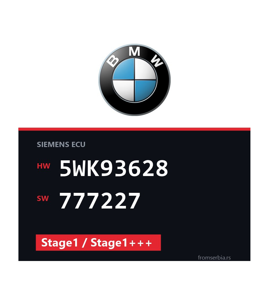 BMW E90-E91- 5WK93628 777227 Stage1 / Stage1+++ tuning file