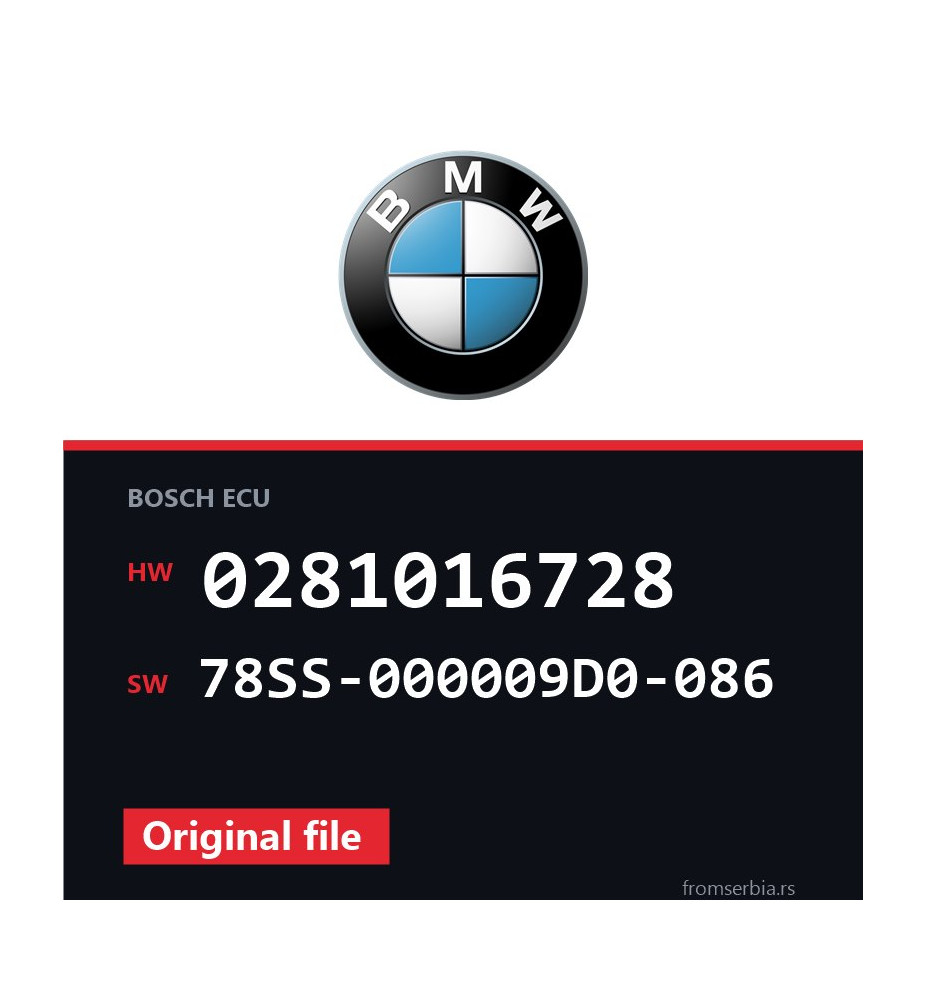 BMW E65 0281016728 78SS-000009D0-086 original ECU file