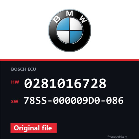 BMW E65 0281016728 78SS-000009D0-086 original ECU file