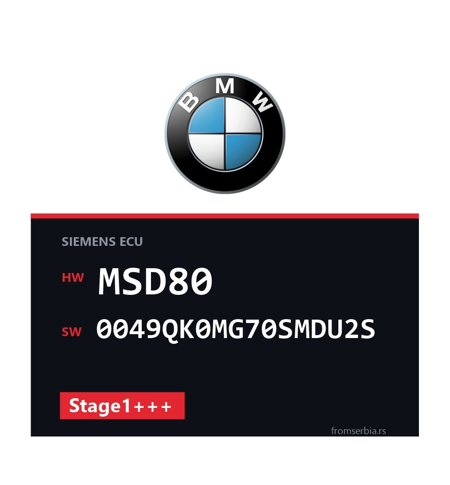 BMW E81-E87 MSD80 0049QK0MG70SMDU2S Stage1+++ tuning file