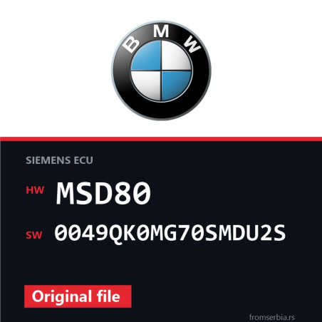 BMW E81-E87 MSD80 0049QK0MG70SMDU2S original ECU file