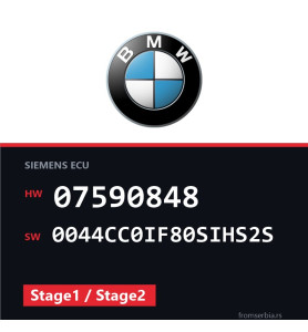 BMW E81-E87 07590848 0044CC0IF80SIHS2S Stage1 / Stage2 tuning file