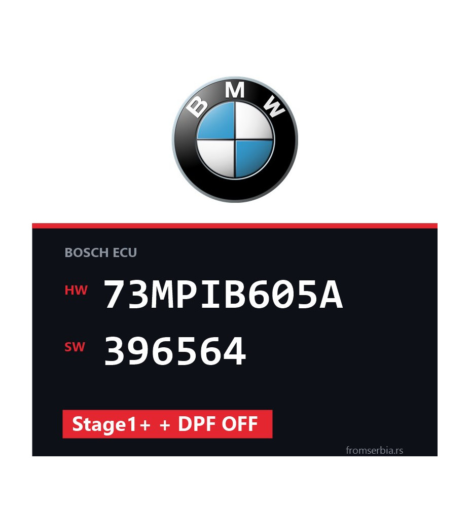 BMW E81-E87 73MPIB605A 396564 Stage1+ + DPF OFF tuning file