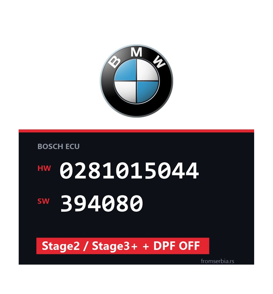 BMW E81-E87 0281015044 394080 Stage2 / Stage3+ + DPF OFF tuning file