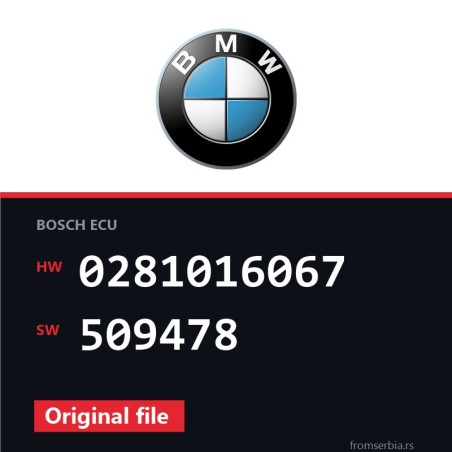 BMW E90-E91- 0281016067 509478 original ECU file