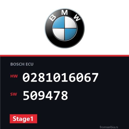 BMW E90-E91- 0281016067 509478 Stage1 tuning file
