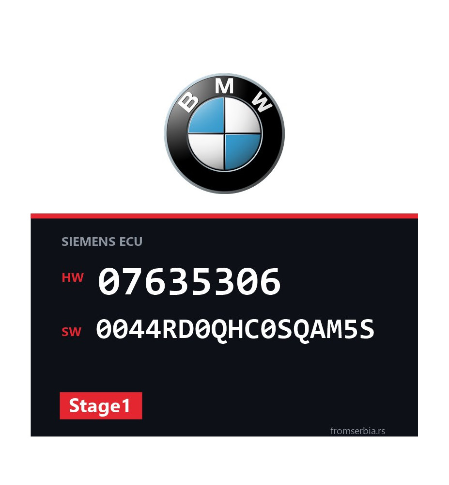 BMW E81-E87 07635306 0044RD0QHC0SQAM5S Stage1 tuning file
