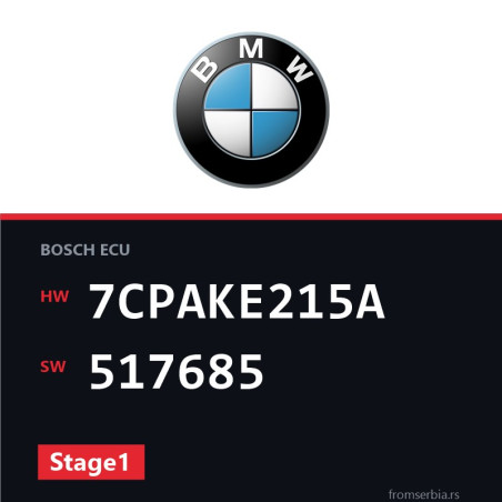 BMW E90-E91- 7CPAKE215A 517685 Stage1 tuning file